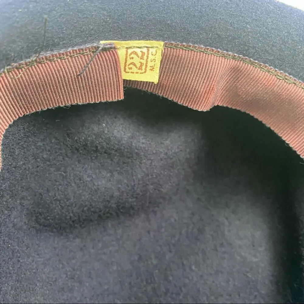 Vintage Glencove Navy Blue & Purple 100% Wool Bumper Beret Hat - Picture 8 of 8